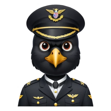 eine kleiner schwarzer rabe im military stil,   sticker