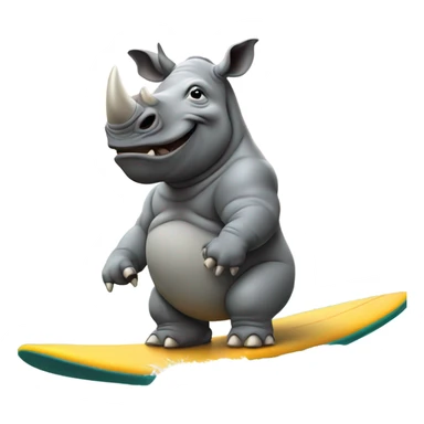 Rhino on surfboard  sticker