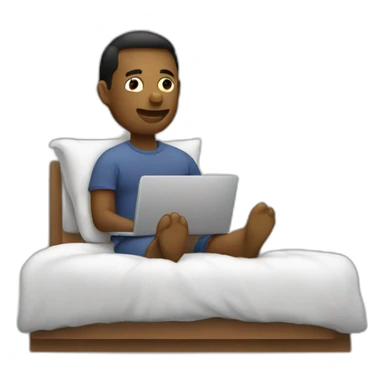 working in bed with laptop sticker