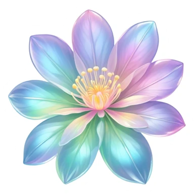 Pastel iridescent transparent luminescent aesthetic flower sticker