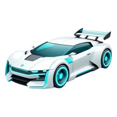 futuristic white and cyan cyberpunk car sticker