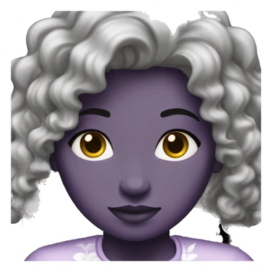 Fille noire, cheveux noirs, violette (fleur) cheveux sticker