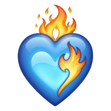 blue flaming heart  sticker