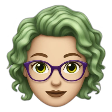 white-girl-purple-wavy-hair-green-eyes-square-glasses sticker