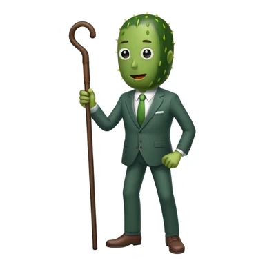 Pickle with a cane sticker