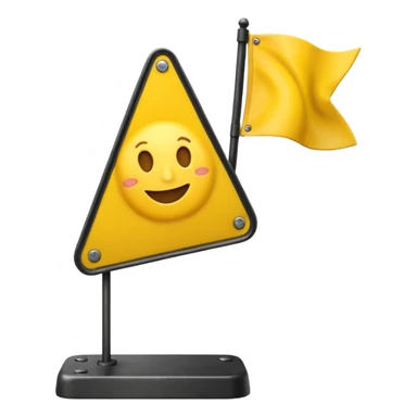 Apple emoji style yellow flag with a triangular shape on an iron base sticker