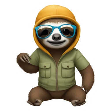 sloth with sunglasses and a fisherman's beanie sticker