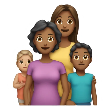 Madre con 4 hijos (1 adulta, 1 adulto, 1 adolescente mujer y una bebé nena) sticker