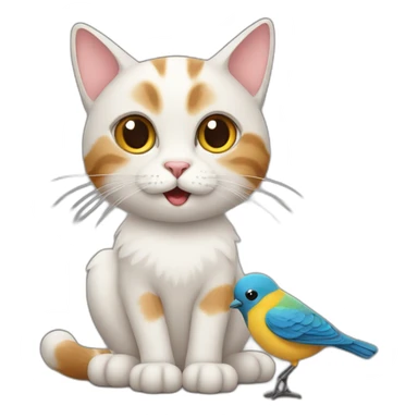 cat with bird sticker