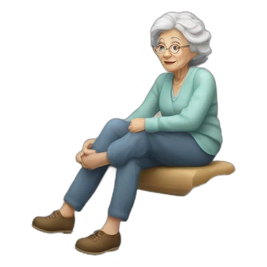 An old lady sitting on top of the cloud sticker