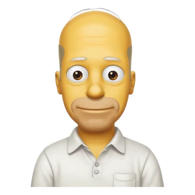Homer Simpson classic emoji style, yellow skin, bald head, white shirt, simple expression sticker