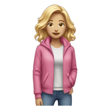 blonde girl in pink jacket sticker
