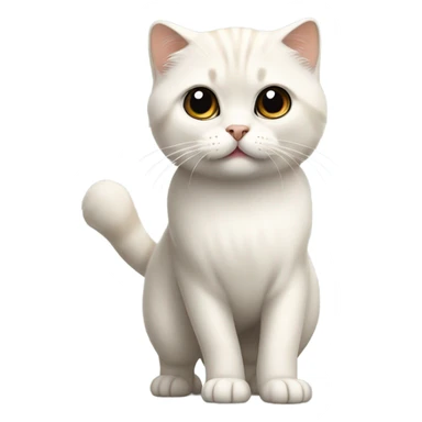 white scottish fold cat standing tall like a meerkat sticker