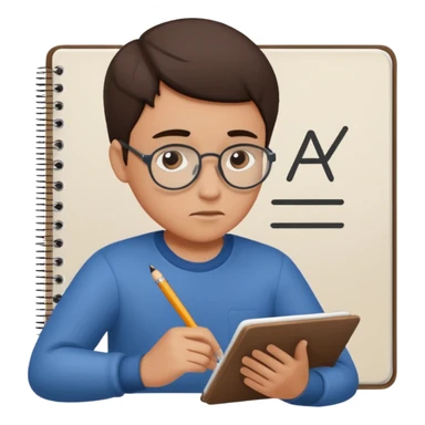 persona cuaderno apuntando sticker