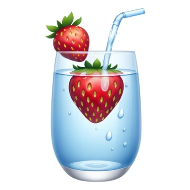 glass of water with strawberry sticker