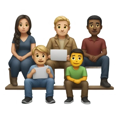 row of 6 people sitting sticker