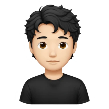 asian young man with wavy hair in black t-shirt sticker