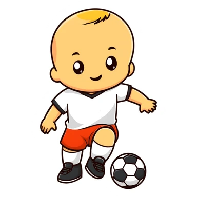 Baby playing soccer sticker