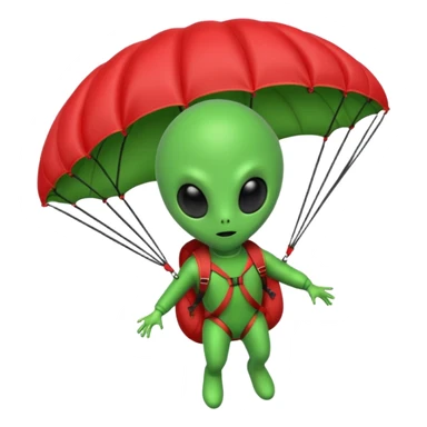 Alien with parachute  sticker