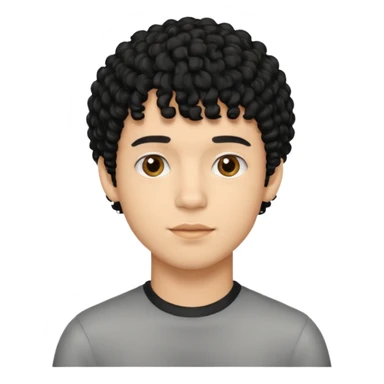 Young man with black curly hair fringe Haircut and light darāt skin sticker