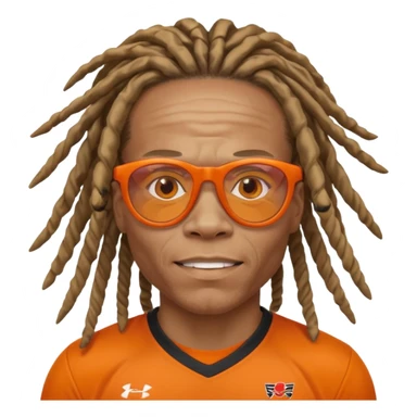 Edgar Davids with signature dreadlocks and orange sports glasses, expressive and playful face sticker