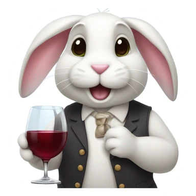 Bunny drinking red wine sticker