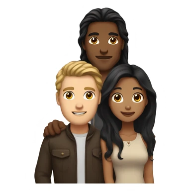 couple that is girl black long hair and tan skin and medium brown haired white guy sticker