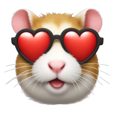  hamster with red heart sunglasses and poop emoji sticker
