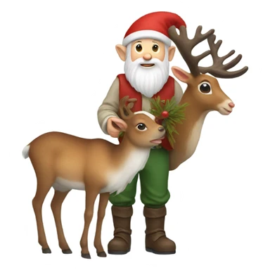 Gnome holding reindeer sticker
