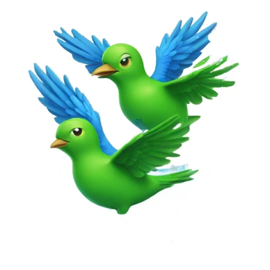 Green bird and blue bird taking a bath sticker