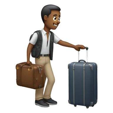 A men putting himself in a baggage  sticker