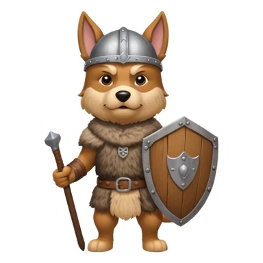 Viking Dog with helmet and wooden shield sticker