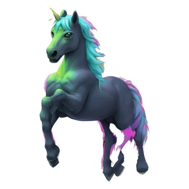 .Zombie_ Vaporwave black holographic oilslick zombie unicorn yellow caution tape graffiti Pegasus sticker