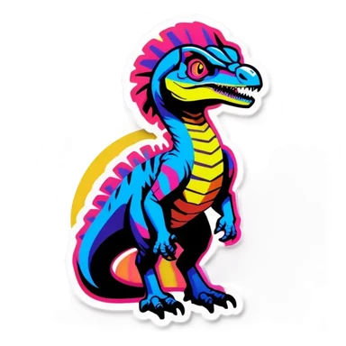 Synthwave dilophosaurus logo sticker