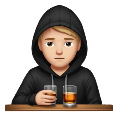 Caucasian in black hoodie sitting sad at bar sticker