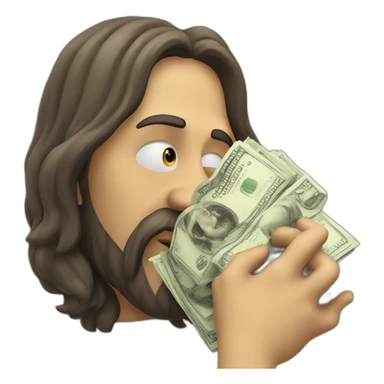 jesus sniffing money sticker