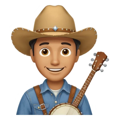 banjo-playing cowboy sticker