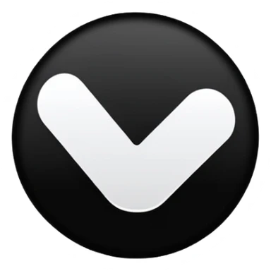 a small round black circle with a white tick inside it sticker