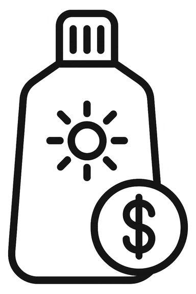 icona della crema solare con i soldi sticker