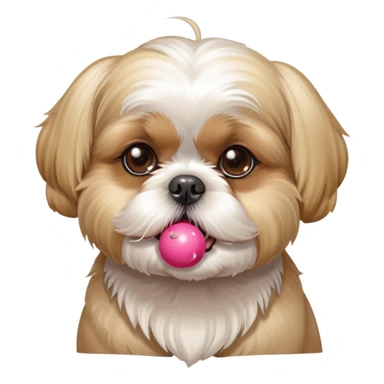Blonde Shih tzu blowing bubblegum from its mouth sticker