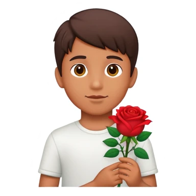 Boy that has a rose toy sticker