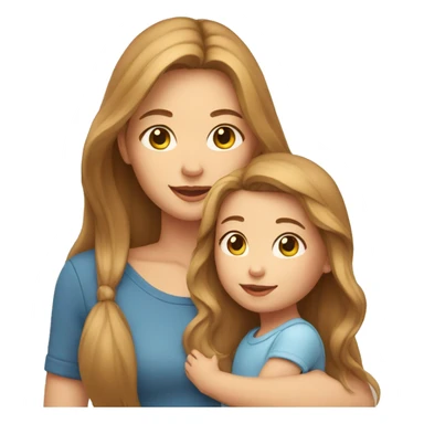 Girl with light brown long hair with baby sticker