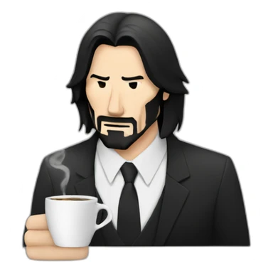 John wick with a coffee and smoke cigarette sticker
