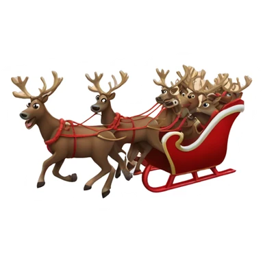 reindeers pulling sleigh in sky sticker