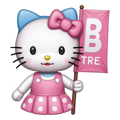 hello kitty holding a banner that says hbd TRÉ  sticker