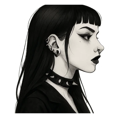 goth profile girl, remove background sticker