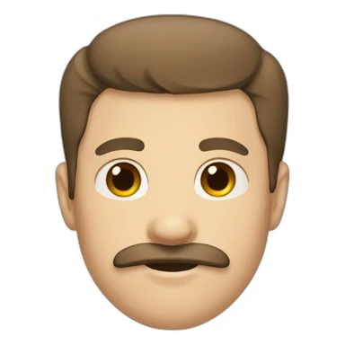 White guy with mustache and straight brown hair sticker
