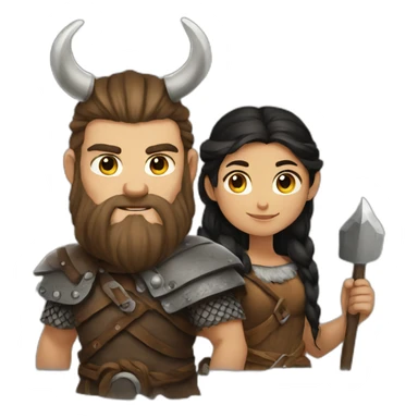 Viking and girl whithe dark hair sticker