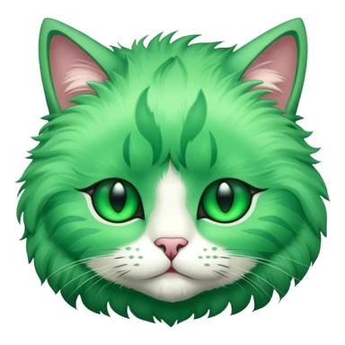 green cat face sticker