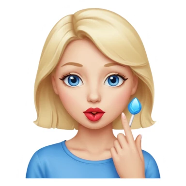 Une femme blonde yeux bleus qui envoi un bisous sticker